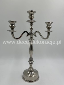 ŚWIECZNIK 3-RAMIENNY 39CM SREBRNY
