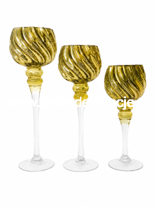 Komplet 3 świeczników szklanych